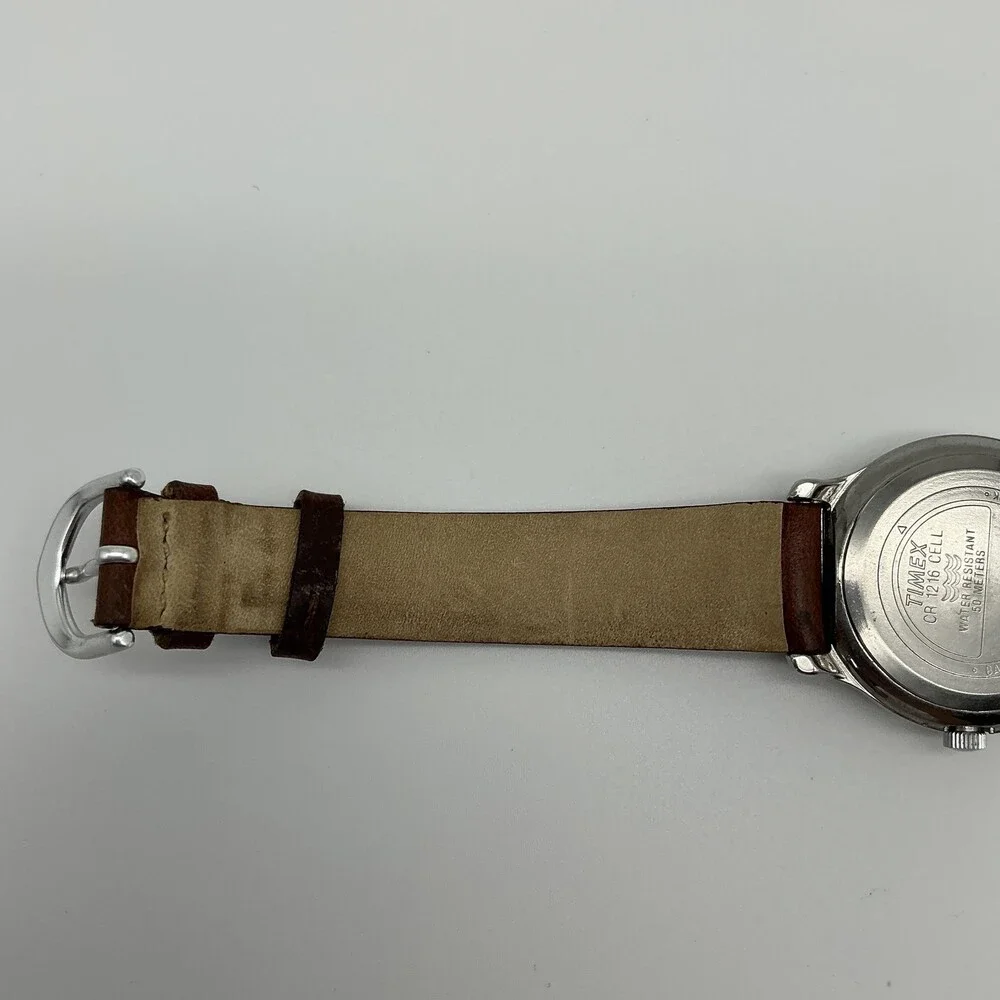 Timex Indiglo WR 50M Womens Watch 28mm Blue Dial Brown Leather New Battery